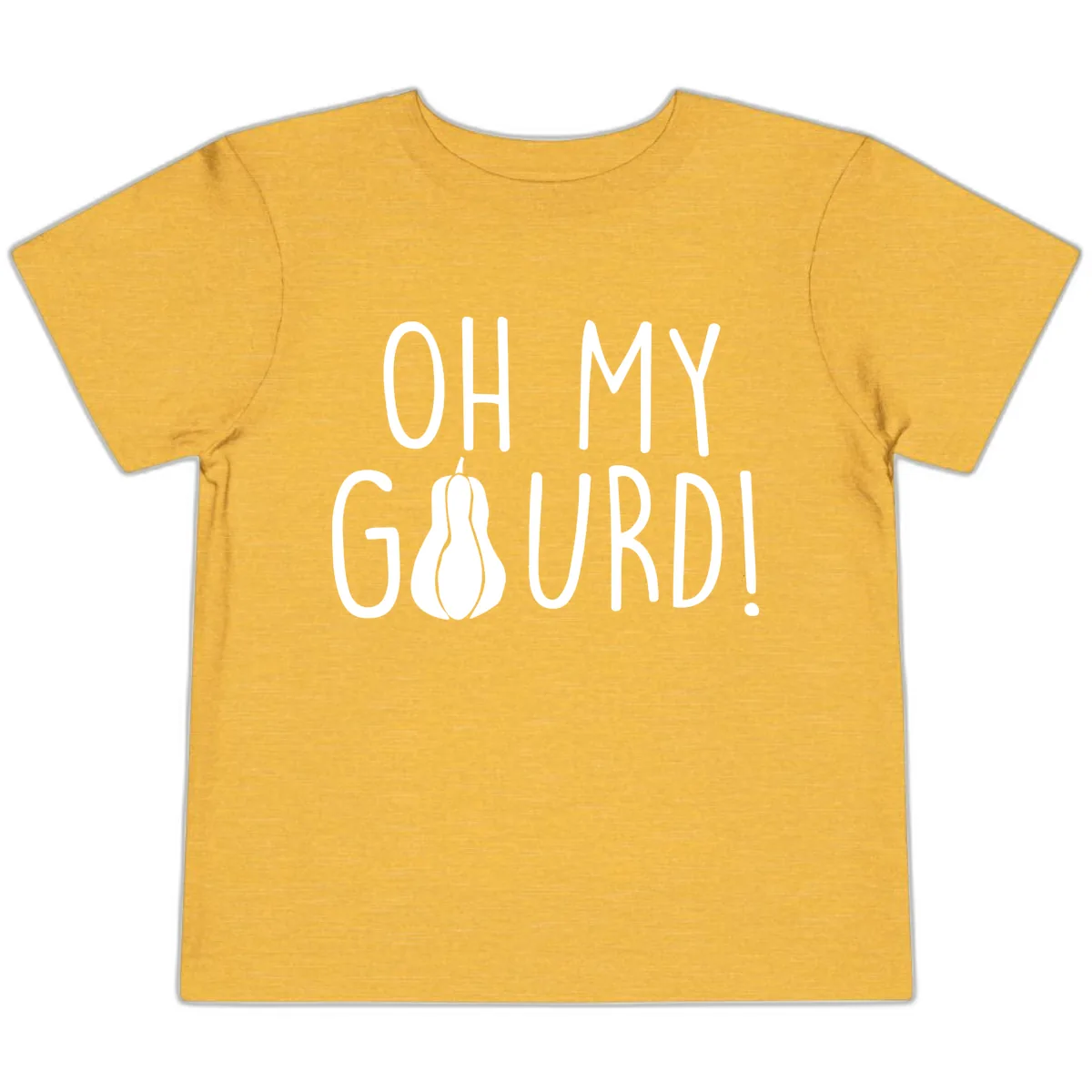 Oh My Gourd Thanksgiving Pun Design Toddler T-Shirt in Heather Yellow Gold